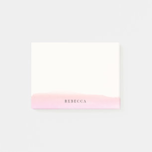 Blush Pink Watercolor Brush Stroke Personalised Post-it Notes