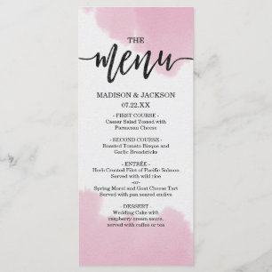Blush Pink Watercolor Brush Strokes Wedding Menu