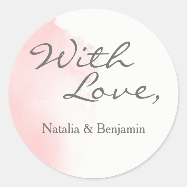 Blush Pink Watercolor Brushstroke Card Sticker (Front)