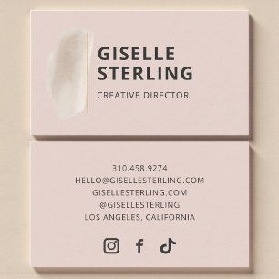 Blush Pink Watercolor Brushstroke Minimalist Business Card