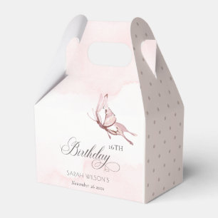 Blush Pink Watercolor Butterfly Any Age Birthday Favour Box
