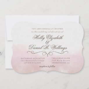 Blush Pink Watercolor Calligraphy Wedding Invite