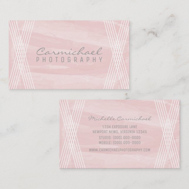Blush Pink Watercolor Deco Business Card (Front/Back)