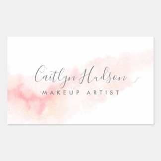 Blush Pink Watercolor Feminine Business Card Rectangular Sticker