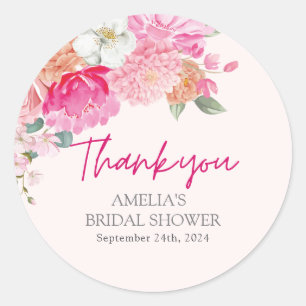 Blush pink Watercolor Floral Bridal Shower Welcome Classic Round Sticker