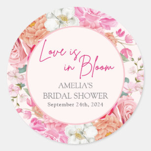 Blush pink Watercolor Floral Bridal Shower Welcome Classic Round Sticker