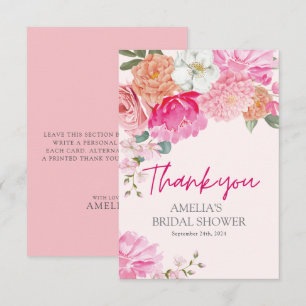 Blush pink Watercolor Floral Bridal Shower Welcome Thank You Card