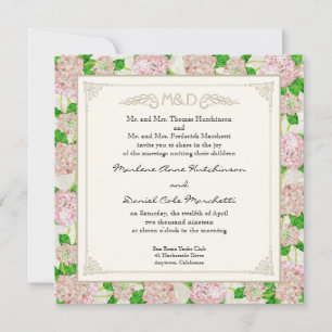 Blush Pink Watercolor Floral Elegant Vintage Chic Invitation