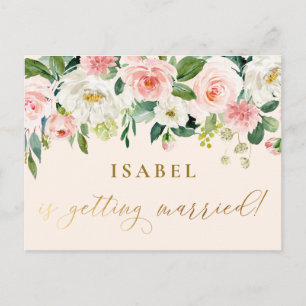 Blush Pink Watercolor Floral Girly Bridal Shower Postcard