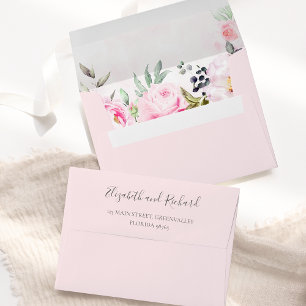 Blush Pink Watercolor Floral Greenery Envelope