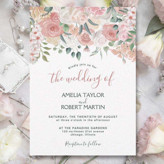 Blush Pink Watercolor Floral Invitation (Creator Uploaded)
