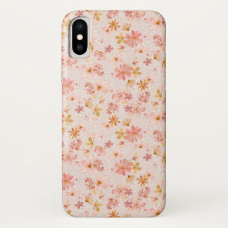 Blush Pink Watercolor Floral Pattern iPhone X Case