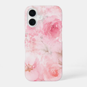 Blush Pink Watercolor Floral Pattern iPhone 16 Case