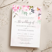Blush Pink Watercolor Floral Peony Wedding