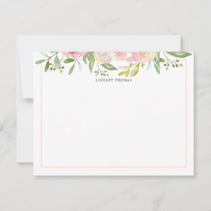 Blush Pink Watercolor Floral Personalized Card