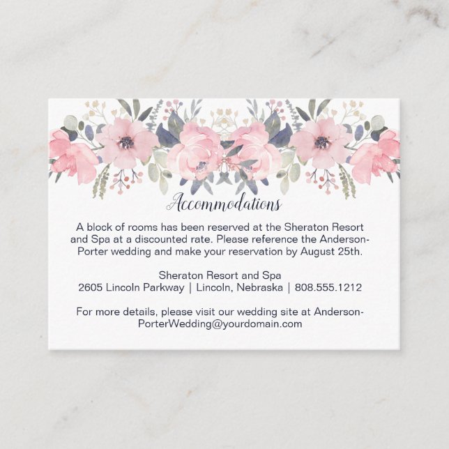 Blush Pink Watercolor Floral | Pink Enclosure Card (Front)