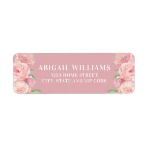 Blush Pink Watercolor Floral Return Address