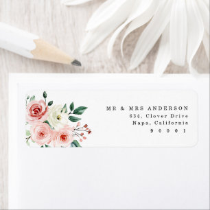 Blush Pink Watercolor Floral Return Address Label
