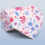 Blush Pink Watercolor Floral Tie<br><div class="desc">Modern watercolor painting of pink and blue cottage garden flowers on a pale pink background.  Original art by Nic Squirrell.  A coordinating tie to match your celebration.</div>