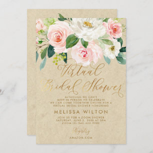 Blush Pink Watercolor Floral Virtual Bridal Shower Invitation