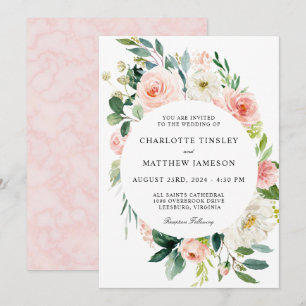 Blush Pink Watercolor Floral Wedding Invitation