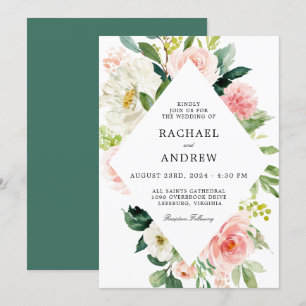 Blush Pink Watercolor Floral Wedding Invitation
