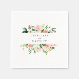 Blush Pink Watercolor Floral Wedding Napkin