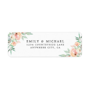 Blush Pink Watercolor Floral Wedding Return Addres