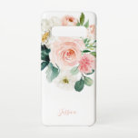 Blush Pink Watercolor Floral with Your Name Samsung Galaxy Case<br><div class="desc">This beautifully feminine watercolor floral design has blush pink and white roses with other mixed flowers and trailing greenery. A text template is included to personalise with your name, monogram or other desired text. If you wish to remove the sample text entirely, choose "personalise this template" and delete the sample...</div>