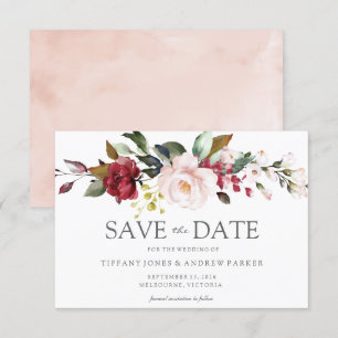Blush Pink Watercolor Flowers Save The Date Invitation