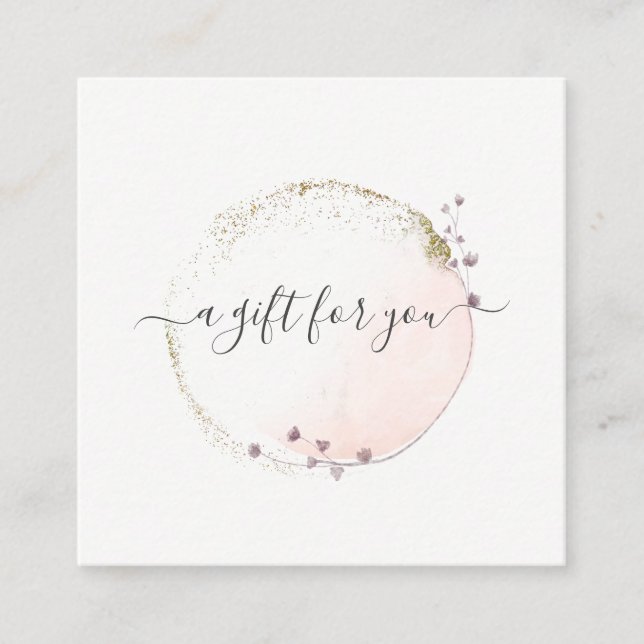 Blush Pink Watercolor Gold Circle Gift Certificate (Front)