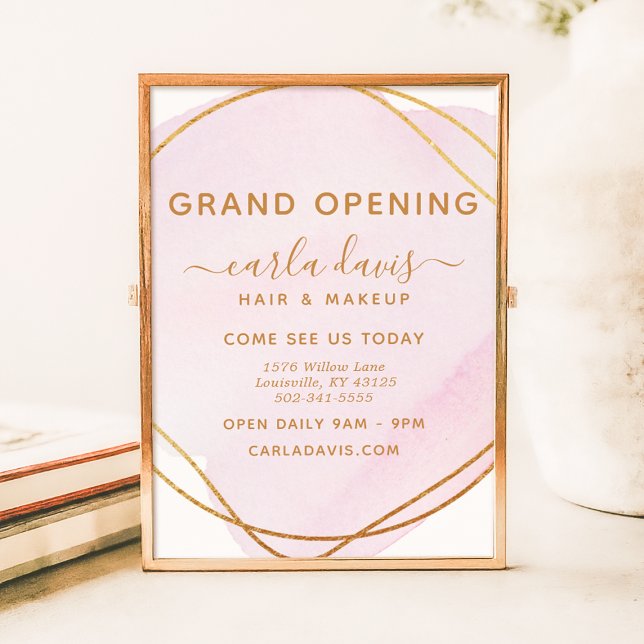 Blush Pink Watercolor Gold Circle Salon Poster (Creator Uploaded)