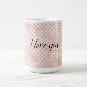 Blush Pink Watercolor Gold Hearts Coffee Mug