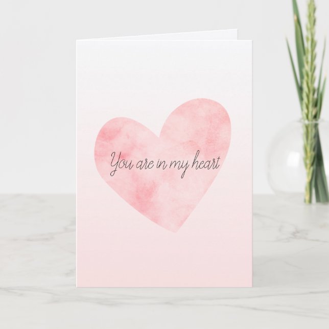Blush Pink Watercolor Heart Card (Front)