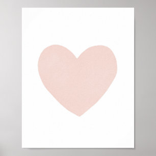 Blush Pink Watercolor Heart Nursery Decor Poster