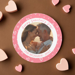 Blush Pink watercolor Hearts Photo  Holiday Card