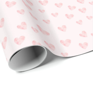 Blush Pink Watercolor Hearts Wrapping Paper