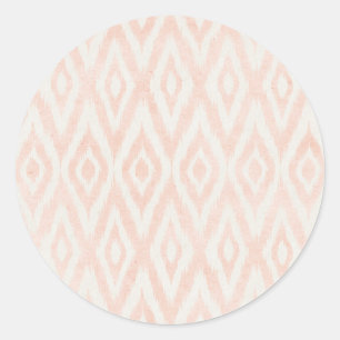 Blush Pink Watercolor Ikat Geometric Painted Print Classic Round Sticker
