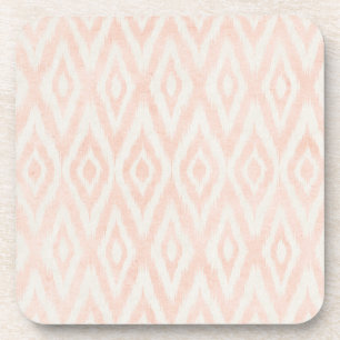 Blush Pink Watercolor Ikat Geometric Painted Print Coaster