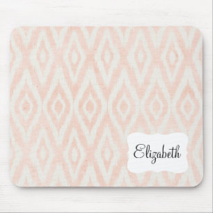 Blush Pink Watercolor Ikat Geometric Painted Print Mouse Mat