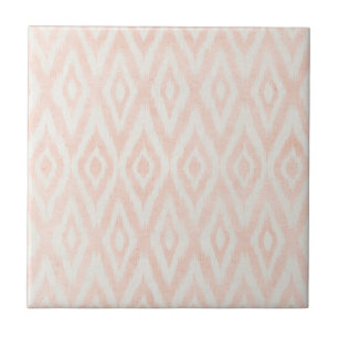 Blush Pink Watercolor Ikat Geometric Painted Print Tile