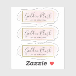 Blush Pink Watercolor & Modern Gold 3-Piece Logo