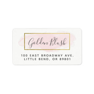 Blush Pink Watercolor & Modern Gold Chic Address Label