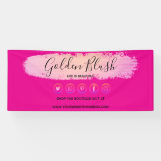 Blush Pink Watercolor & Modern Gold Geometric Chic Banner