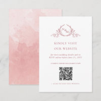 Blush Pink Watercolor Monogram QR Code/RSVP Online