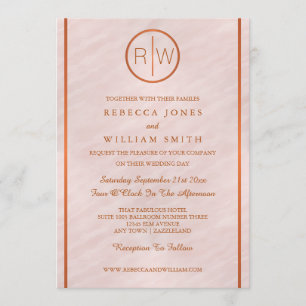 Blush Pink Watercolor Monogram Wedding 5 x 7 Invitation