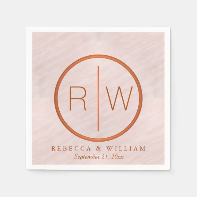 Blush Pink Watercolor Monogram Wedding Supplies Napkin (Front)