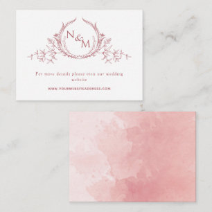 Blush Pink Watercolor Monogram Wedding Website Enclosure Card
