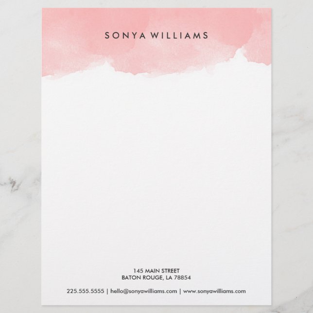 Blush Pink Watercolor Office Letterhead Template (Front)