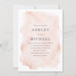 Blush Pink Watercolor Paint Splash Wedding Invitation